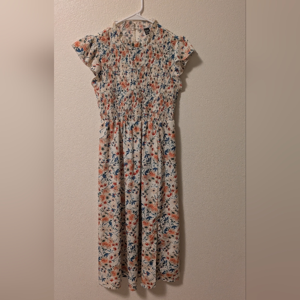 Sason Floral Smocked Midi Dress